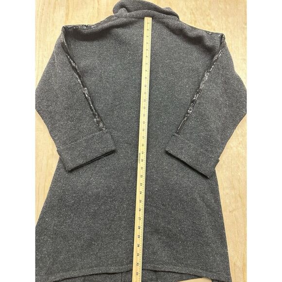 Soft Surroundings Women’s 100% Merino Wool Gray Long Sweater Sz M Sequin Trim - Picture 6 of 7